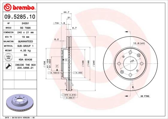 AP 24281 V - Brake Disc autospares.lv