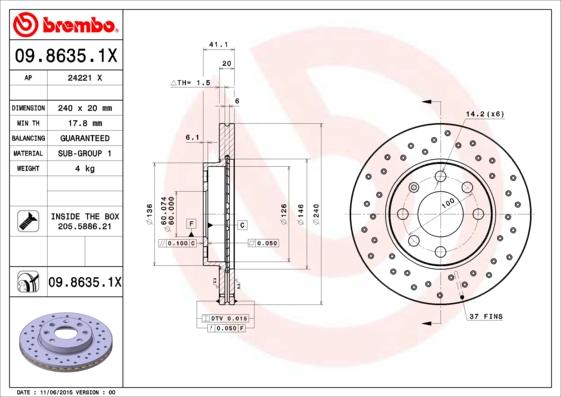 AP 24221 X - Brake Disc autospares.lv