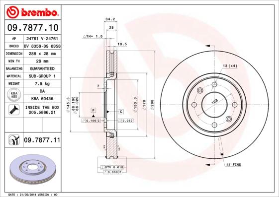 AP 24761 V - Brake Disc autospares.lv