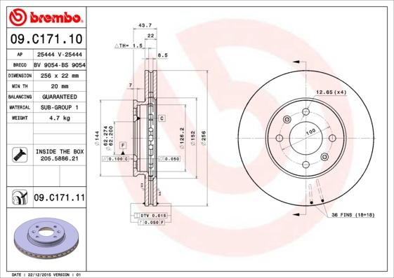 AP 25444 V - Brake Disc autospares.lv