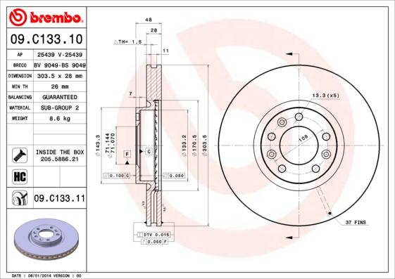 AP 25439 V - Brake Disc autospares.lv