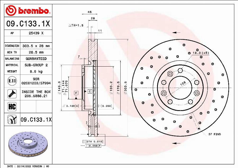 AP 25439 X - Brake Disc autospares.lv