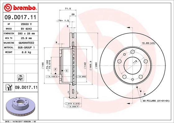 AP 25633 V - Brake Disc autospares.lv