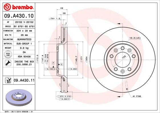 AP 25152 V - Brake Disc autospares.lv