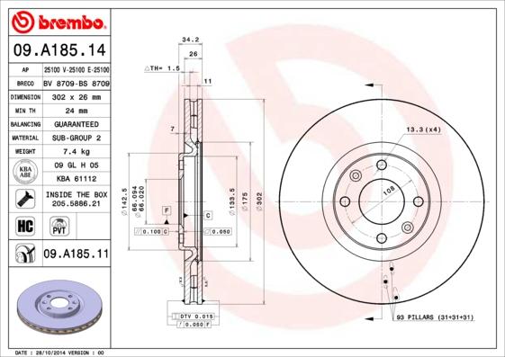 AP 25100 V - Brake Disc autospares.lv