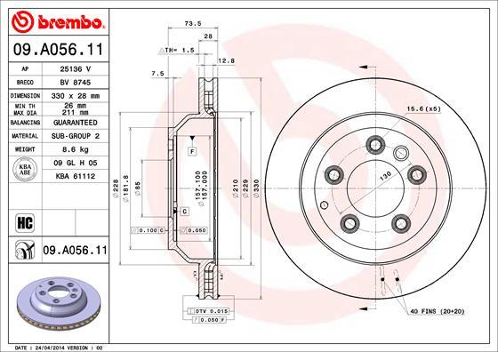 AP 25136 V - Brake Disc autospares.lv