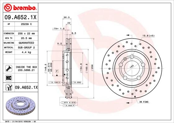 AP 25239 X - Brake Disc autospares.lv