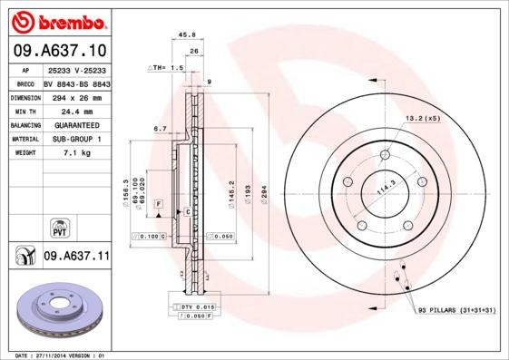 AP 25233 V - Brake Disc autospares.lv