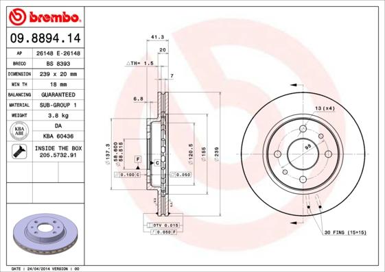 AP 26148 E - Brake Disc autospares.lv