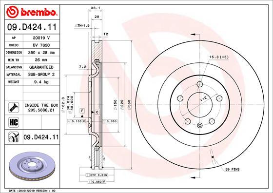 AP 20019 V - Brake Disc autospares.lv