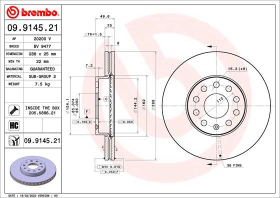 AP 20200 V - Brake Disc autospares.lv