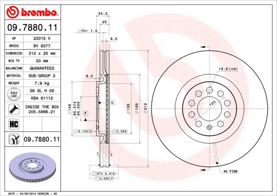 AP 22015 V - Brake Disc autospares.lv