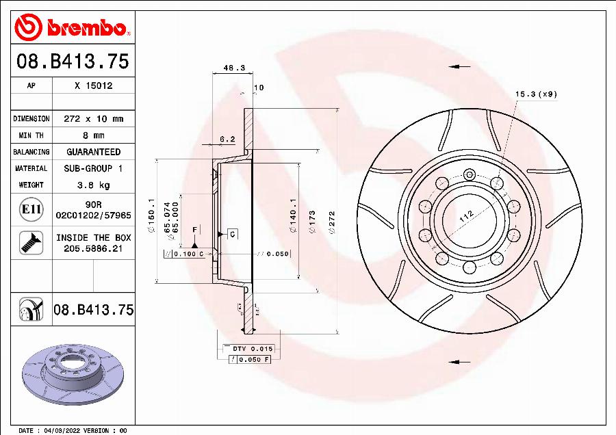 AP X 15012 - Brake Disc autospares.lv