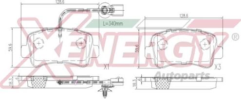 AP XENERGY X41088 - Brake Pad Set, disc brake autospares.lv