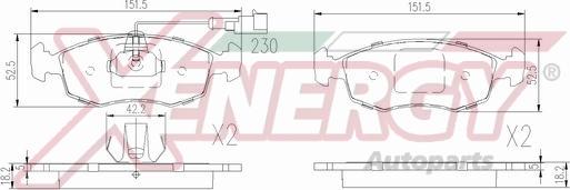 AP XENERGY X41392 - Brake Pad Set, disc brake autospares.lv