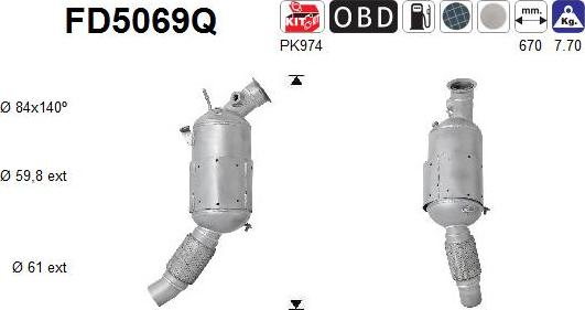 AS FD5069Q - Soot / Particulate Filter, exhaust system autospares.lv
