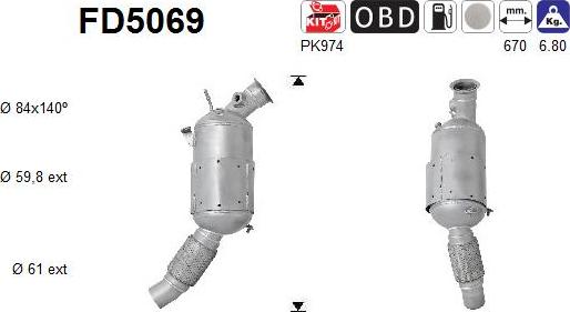 AS FD5069 - Soot / Particulate Filter, exhaust system autospares.lv