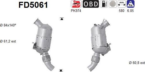 AS FD5061 - Soot / Particulate Filter, exhaust system autospares.lv