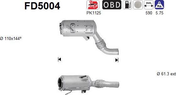 AS FD5004 - Soot / Particulate Filter, exhaust system autospares.lv