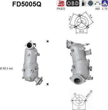 AS FD5005Q - Soot / Particulate Filter, exhaust system autospares.lv