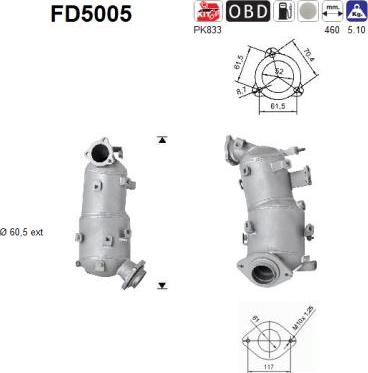 AS FD5005 - Soot / Particulate Filter, exhaust system autospares.lv