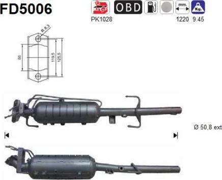 AS FD5006 - Soot / Particulate Filter, exhaust system autospares.lv