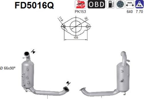 AS FD5016Q - Soot / Particulate Filter, exhaust system autospares.lv