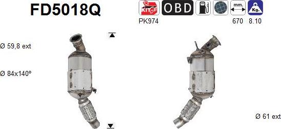 AS FD5018Q - Soot / Particulate Filter, exhaust system autospares.lv