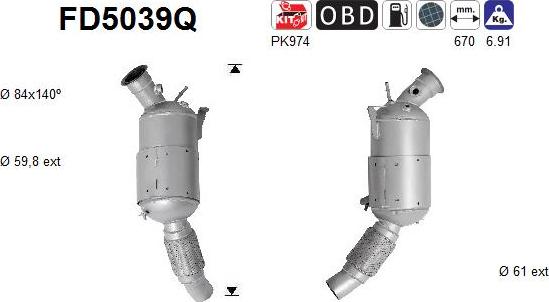 AS FD5039Q - Soot / Particulate Filter, exhaust system autospares.lv