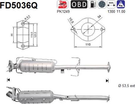 AS FD5036Q - Soot / Particulate Filter, exhaust system autospares.lv