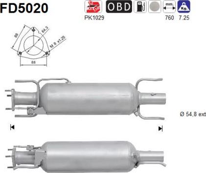 AS FD5020 - Soot / Particulate Filter, exhaust system autospares.lv