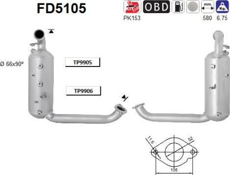 AS FD5105 - Soot / Particulate Filter, exhaust system autospares.lv