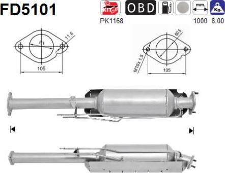 AS FD5101 - Soot / Particulate Filter, exhaust system autospares.lv