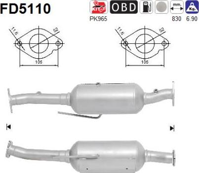 AS FD5110 - Soot / Particulate Filter, exhaust system autospares.lv