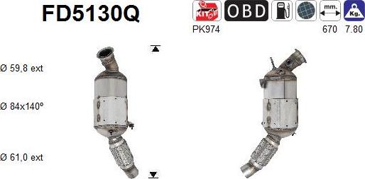 AS FD5130Q - Soot / Particulate Filter, exhaust system autospares.lv