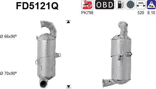 AS FD5121Q - Soot / Particulate Filter, exhaust system autospares.lv