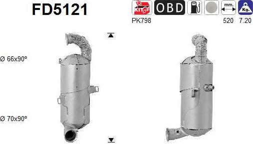 AS FD5121 - Soot / Particulate Filter, exhaust system autospares.lv