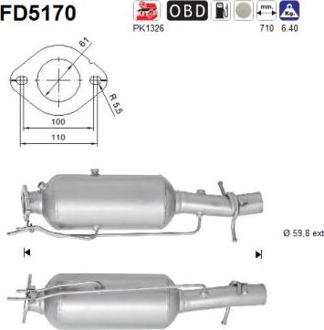 AS FD5170 - Soot / Particulate Filter, exhaust system autospares.lv
