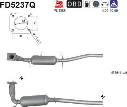 AS FD5237Q - Soot / Particulate Filter, exhaust system autospares.lv