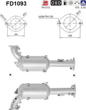 AS FD1093 - Soot / Particulate Filter, exhaust system autospares.lv