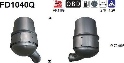 AS FD1040Q - Soot / Particulate Filter, exhaust system autospares.lv