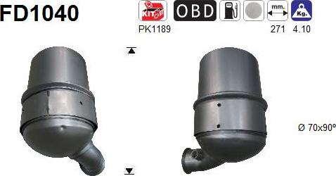 AS FD1040 - Soot / Particulate Filter, exhaust system autospares.lv