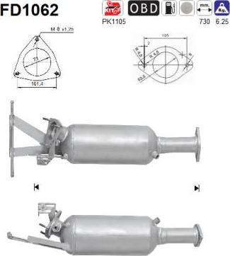AS FD1062 - Soot / Particulate Filter, exhaust system autospares.lv