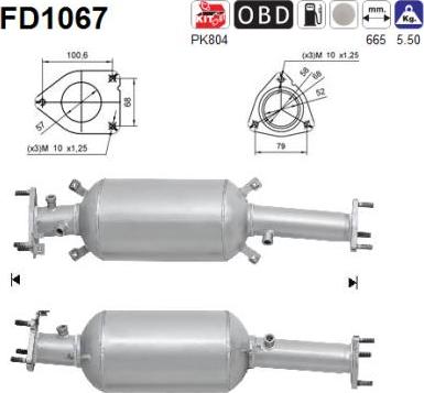 AS FD1067 - Soot / Particulate Filter, exhaust system autospares.lv