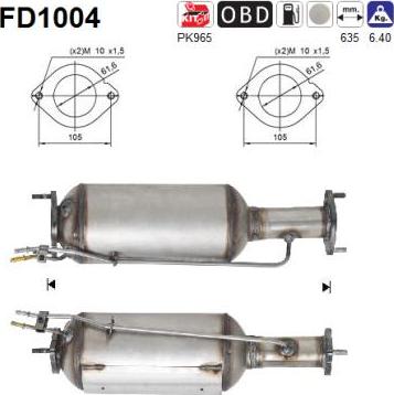 AS FD1004 - Soot / Particulate Filter, exhaust system autospares.lv