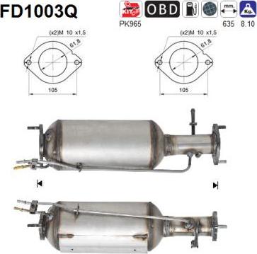 AS FD1003Q - Soot / Particulate Filter, exhaust system autospares.lv