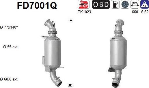 AS FD7001Q - Soot / Particulate Filter, exhaust system autospares.lv