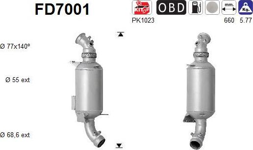 AS FD7001 - Soot / Particulate Filter, exhaust system autospares.lv