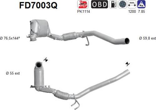 AS FD7003Q - Soot / Particulate Filter, exhaust system autospares.lv