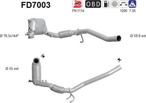 AS FD7003 - Soot / Particulate Filter, exhaust system autospares.lv